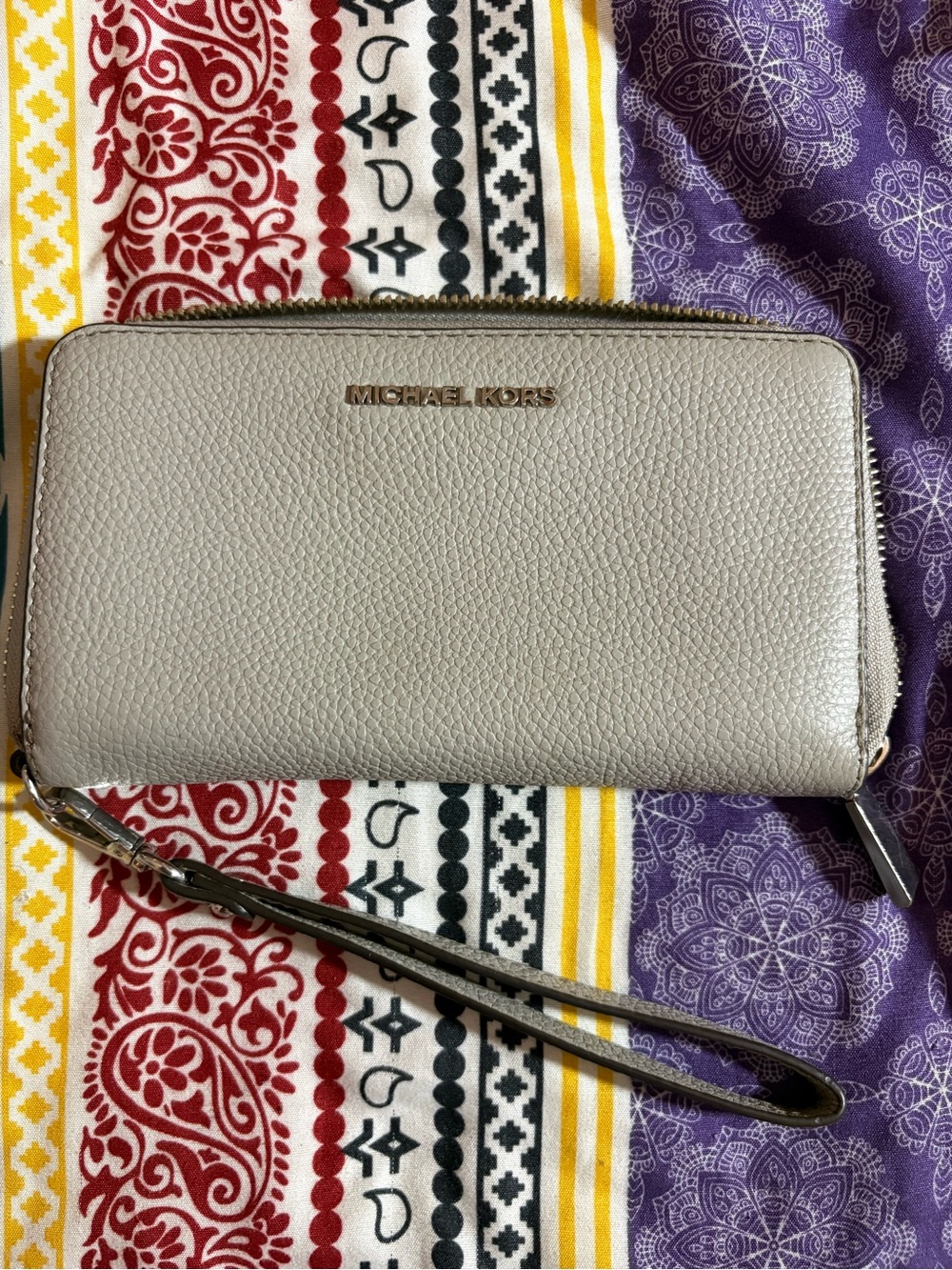 Michael Kors Gray Pebbled Leather Wristlet